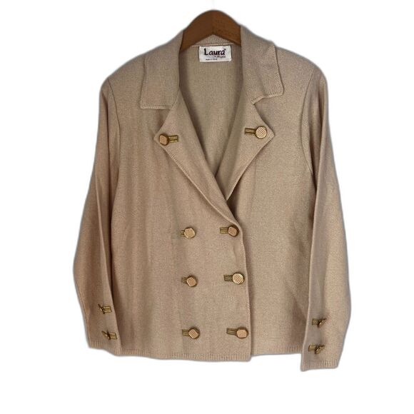 Laura by Alyzia Vintage Vneck Double Breasted Knit Sweater Cardigan Size 8 - Picture 1 of 10